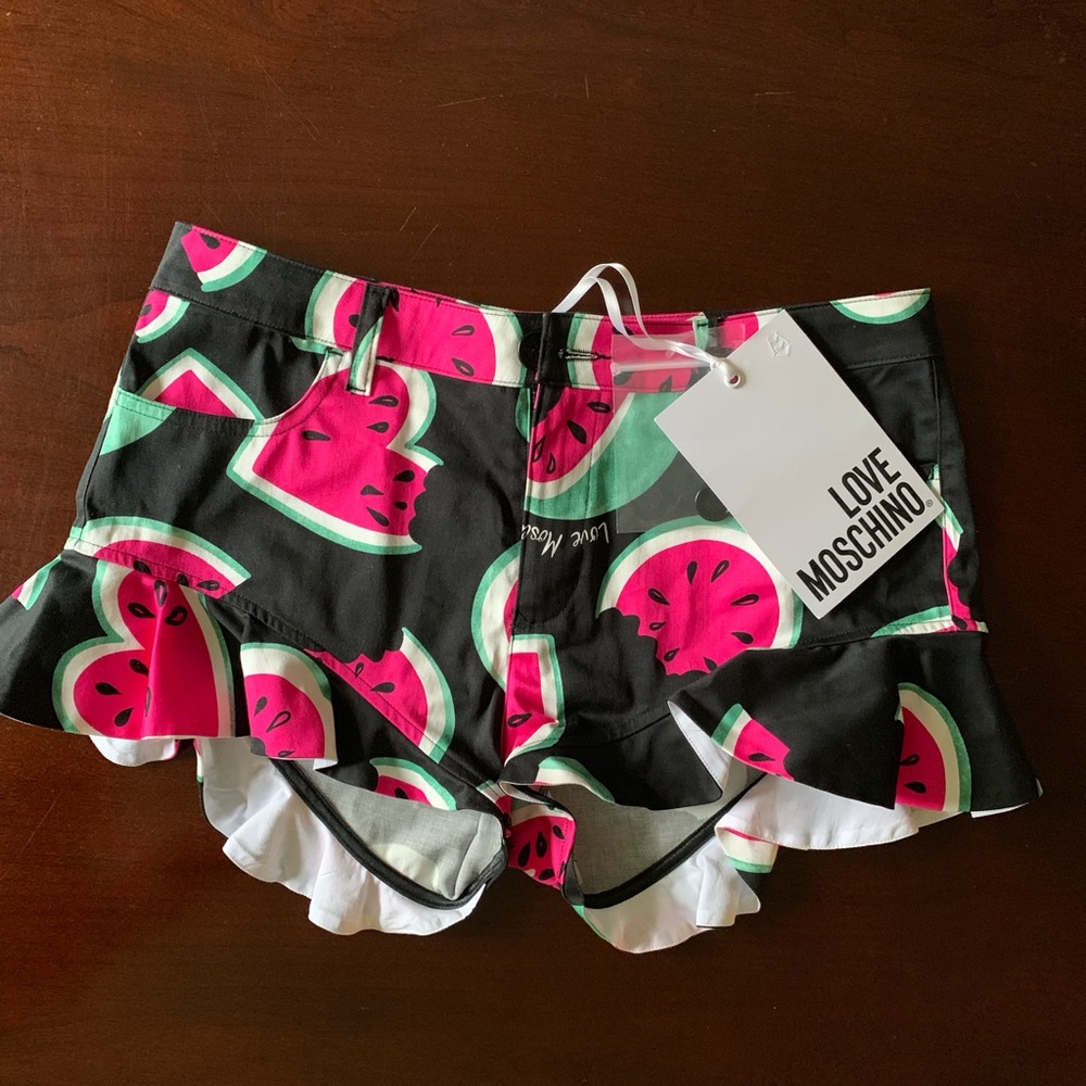 Love Moschino watermelon printed ruffle shorts Sz6